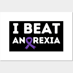 I Beat Survived Anorexia Survivor Purple Ribbon Awareness Posters and Art